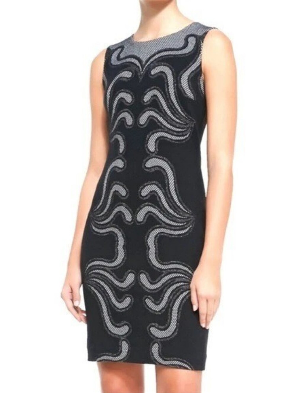 Diane von Furstenberg DVF Black & White Sleeveless Sheath Dress | Size 8